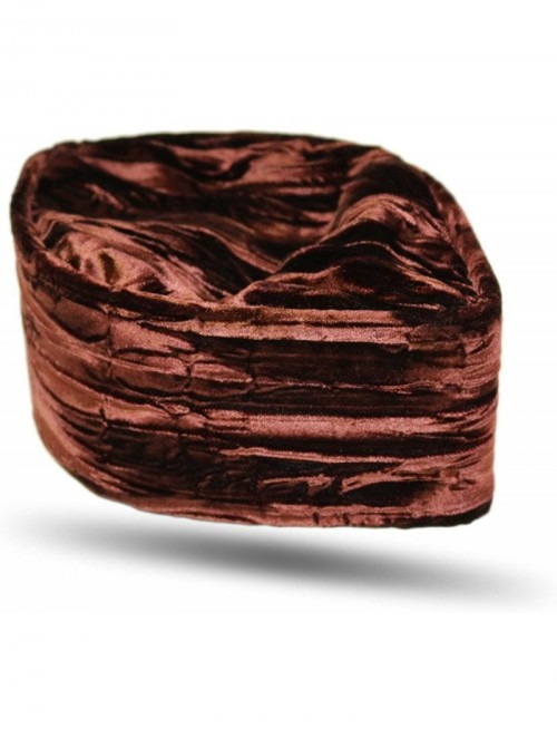 Skullies & Beanies African Native Hat Foldable Velvet Hat - Brown Wave - C9185N3Q9IC $54.42