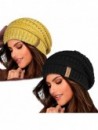 Skullies & Beanies Knit Beanie Hats for Women Men Fleece Lined Ski Skull Cap Slouchy Winter Hat - 41-black/Mix Yellow 2pcs - ...